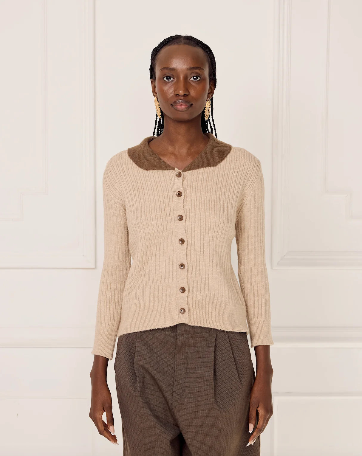 The Ariana Knit - Beige/ Brown