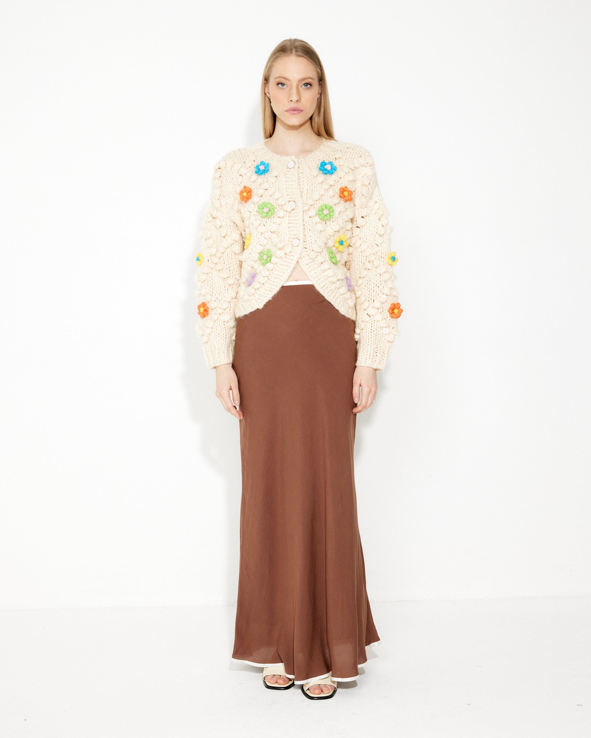 The Peony Maxi Skirt in Brown