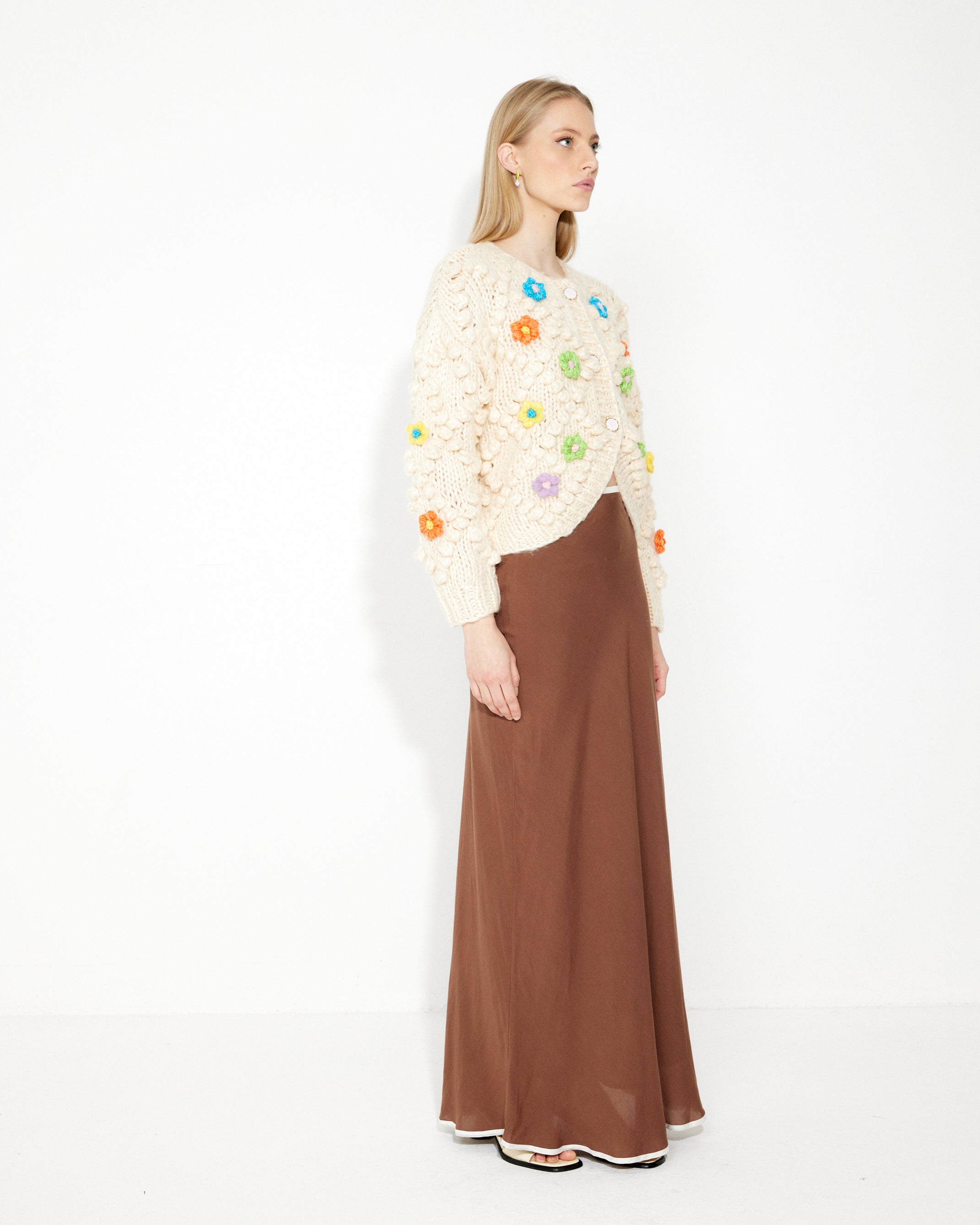 The Peony Maxi Skirt in Brown