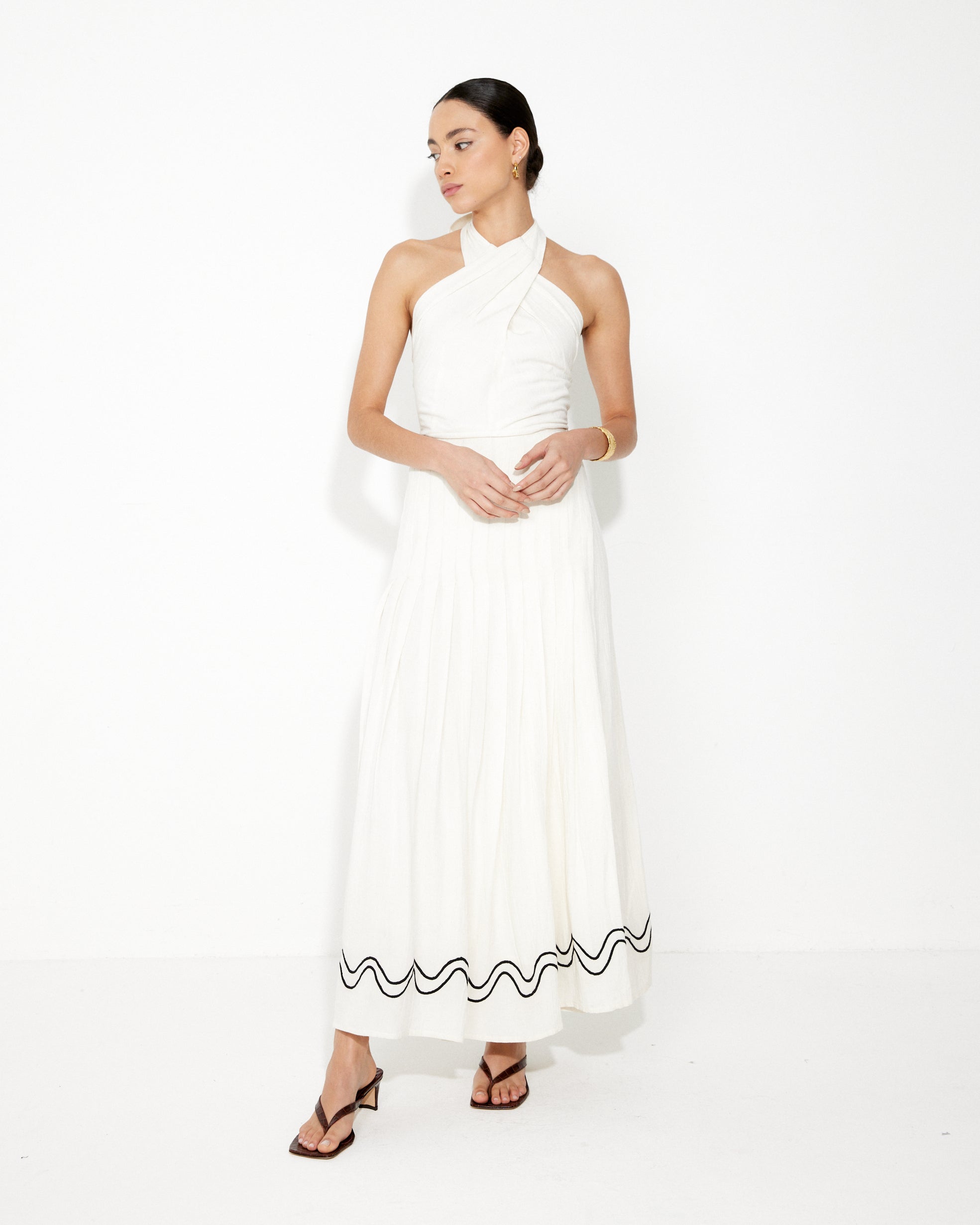 The Flora Pleated Skirt in White