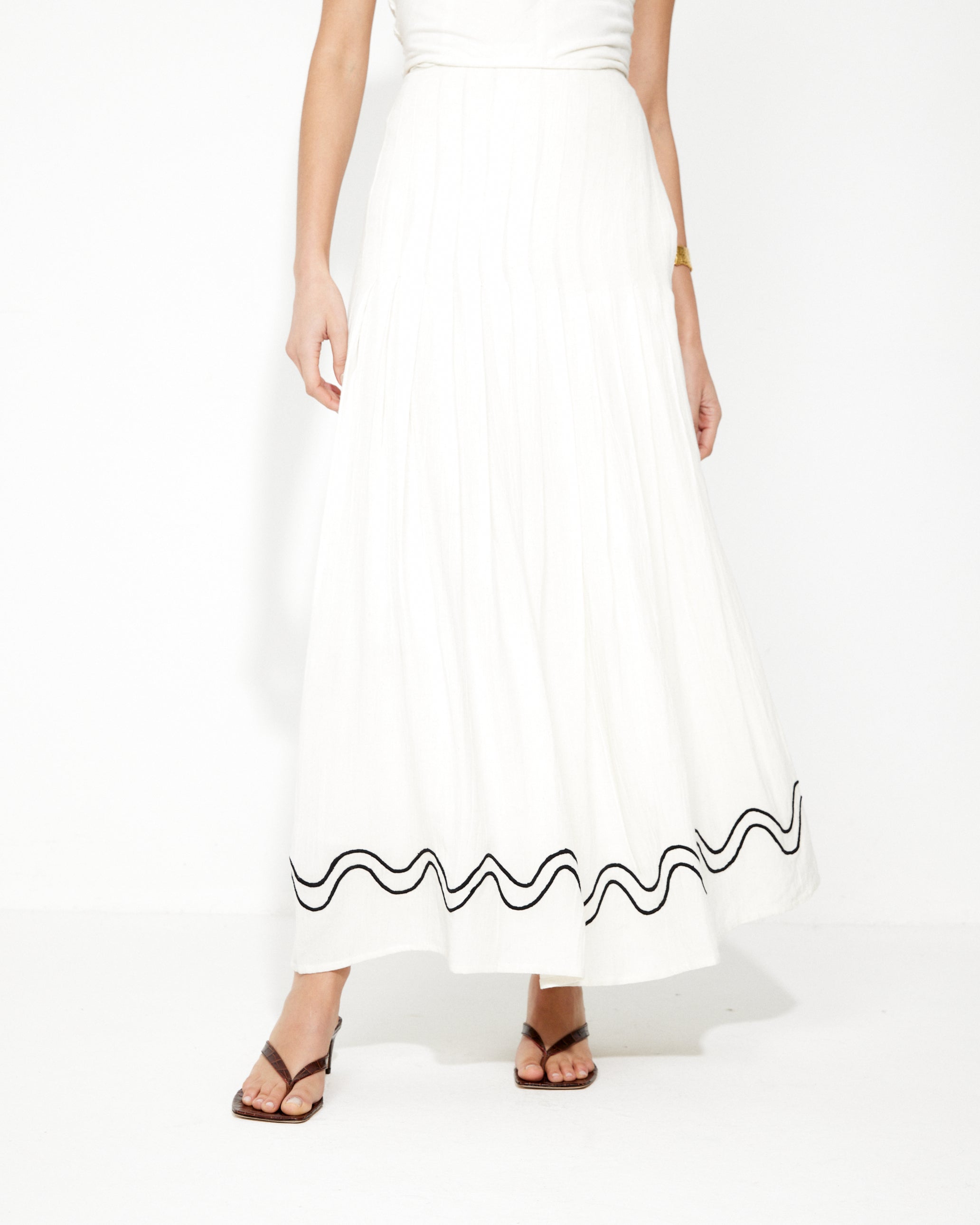 The Flora Pleated Skirt in White
