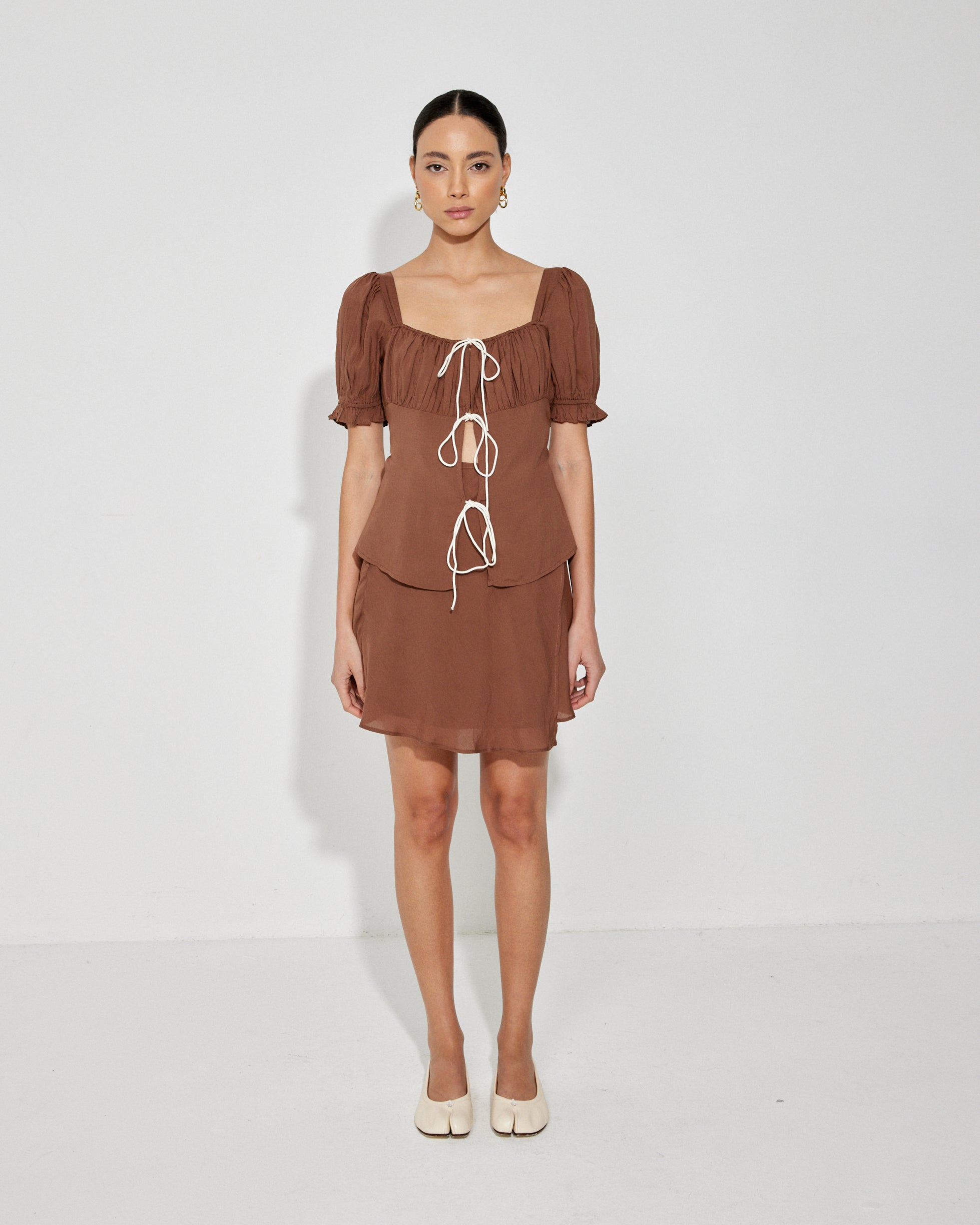 The Tulip Wrap Skirt in Brown